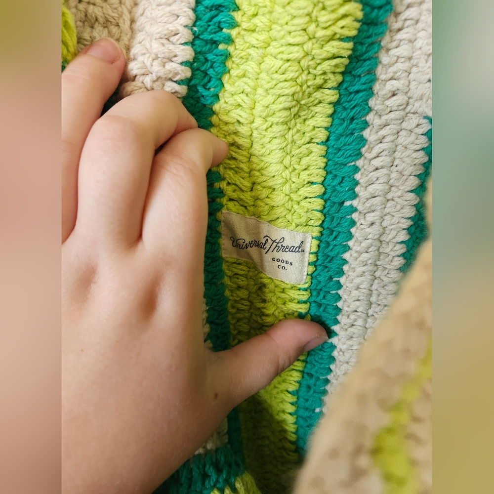 Universal Thread Striped Green and White Tote Bag - Picture 7 of 9